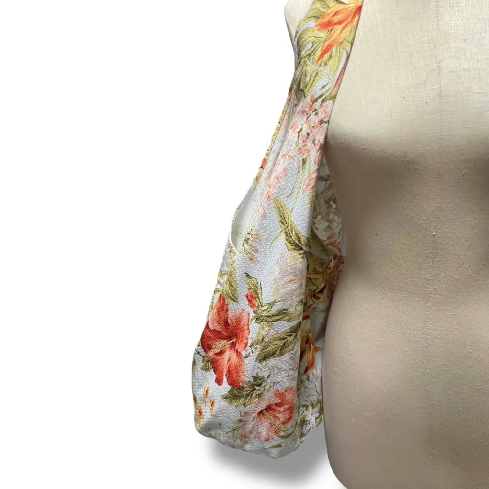 Hawaiian Handmade Tote Barkcloth Cotton Hibiscus Bird of Paradise Tropical
